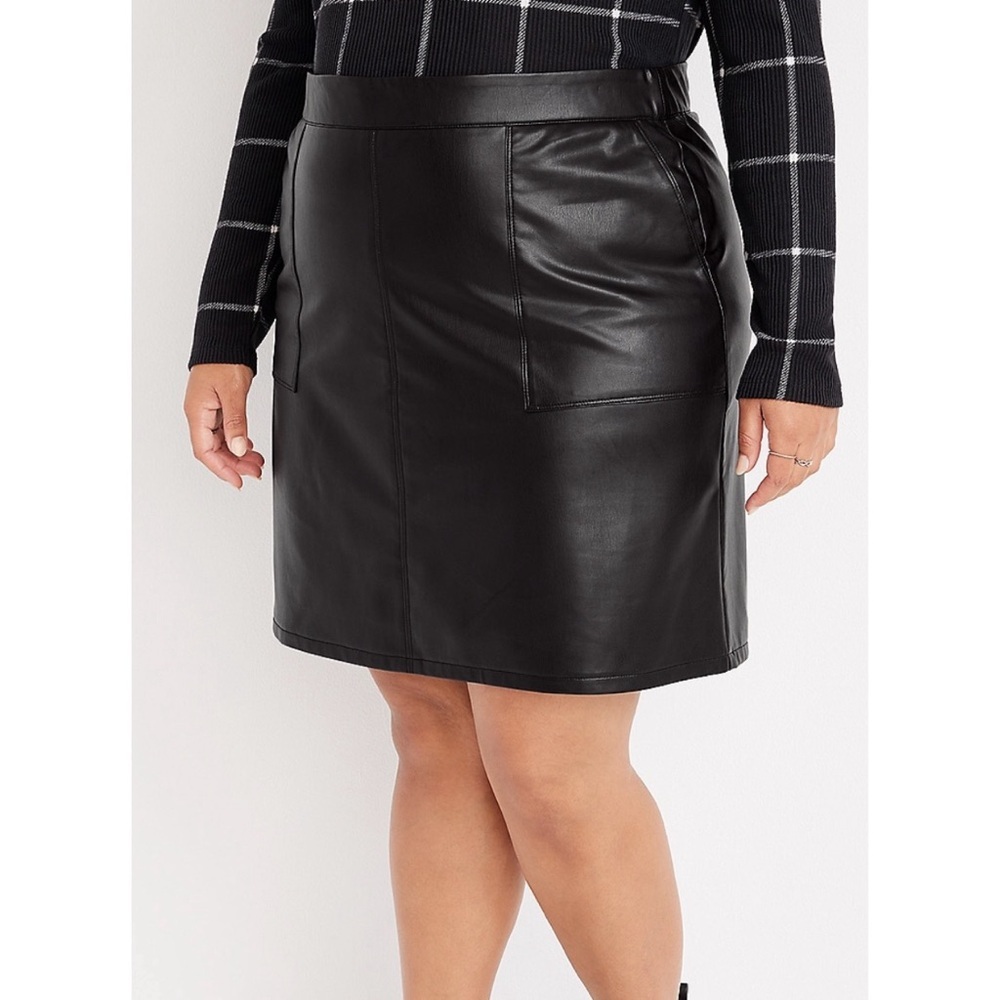 Maurices Plus Size Faux Leather High Rise Skirt